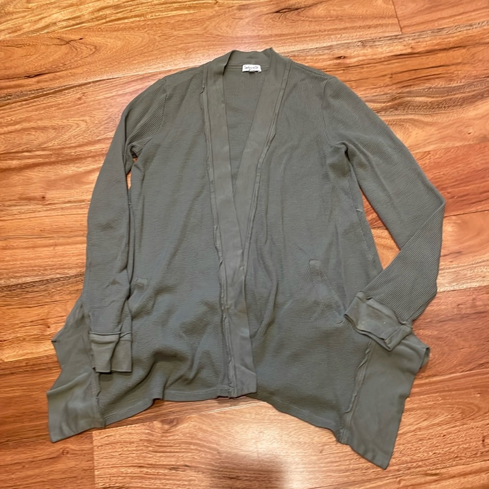 Sage green Splendid thermal waffle weave wraparound cardigan, size small